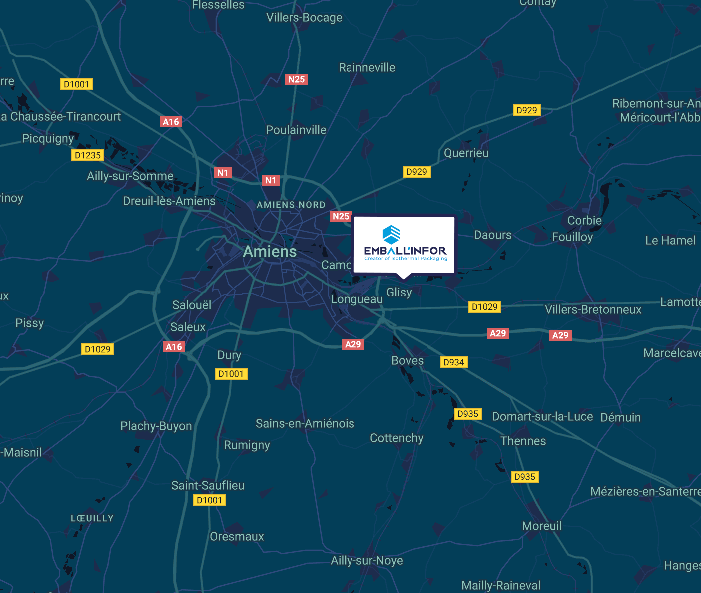 map avec picto emplacement entreprise sur Glisy